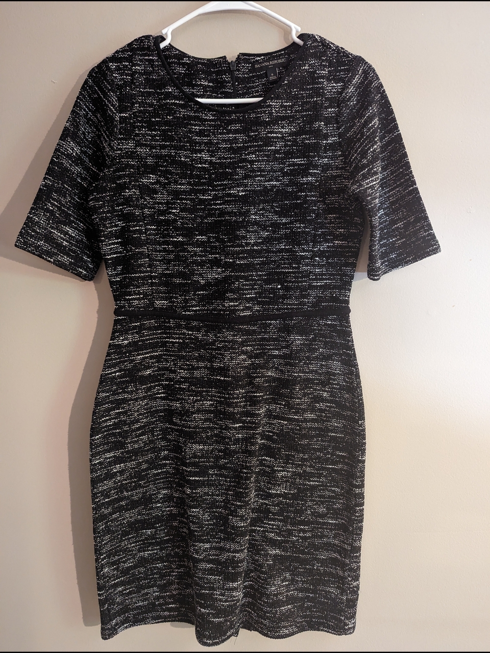 Banana Republic Black and White Space-Dye Midi Dress